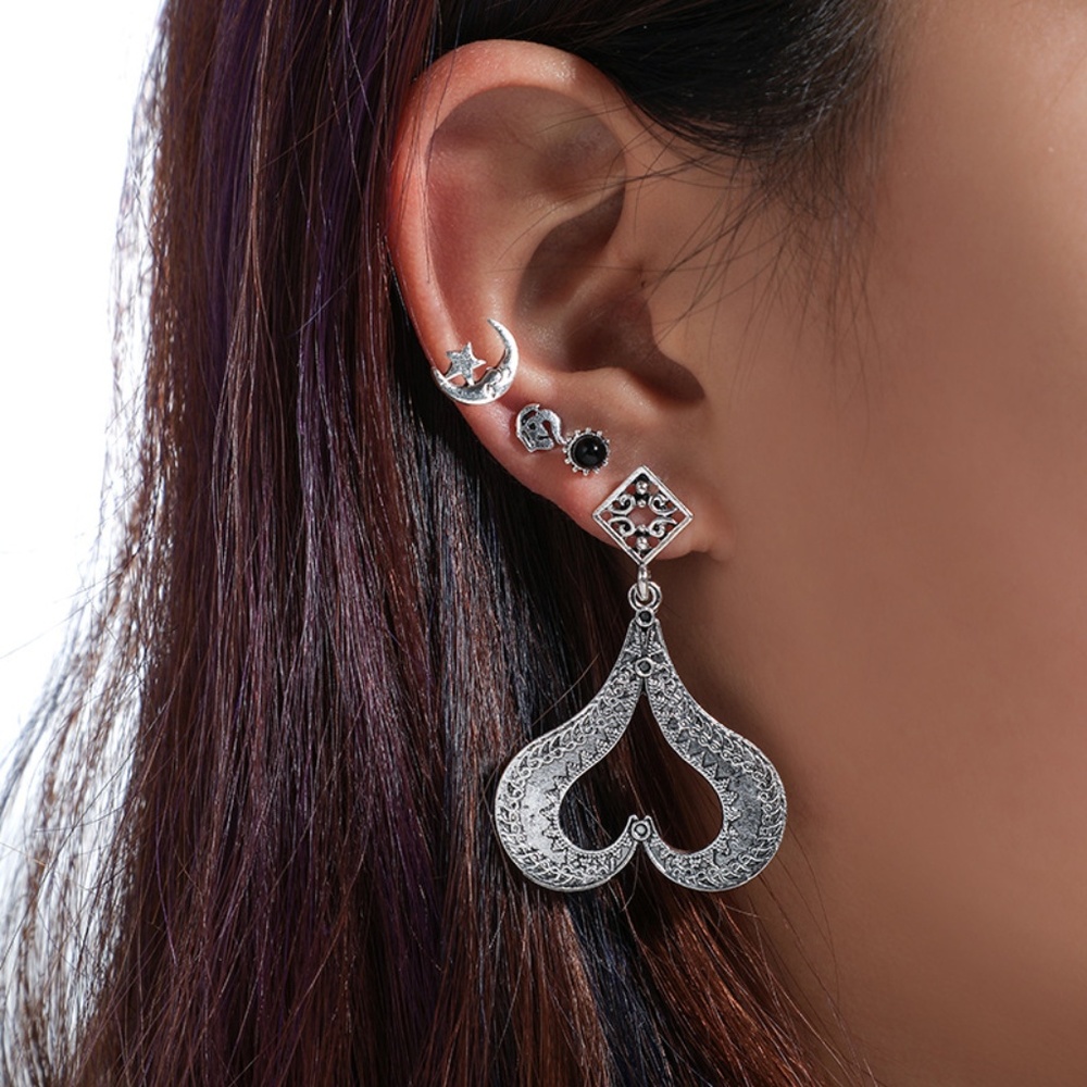 925 Silver-Plated Vintage Bohemian Earrings Set